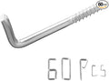 304 Stainless Steel 2 in Screw-in Hooks 60 Pcs, 7 Shape Screw Hooks, Right by SoimuksQualityproducts