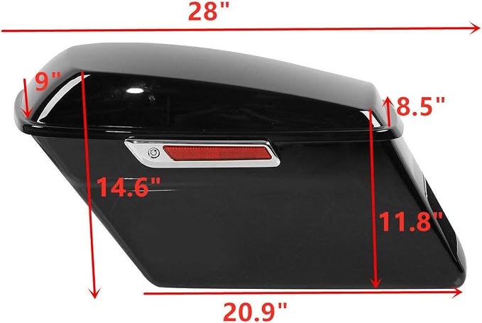 XFMT Vivid Black Motorcycle Saddlebags Hard Saddle Bags W/Chrome Conversion - Image 3