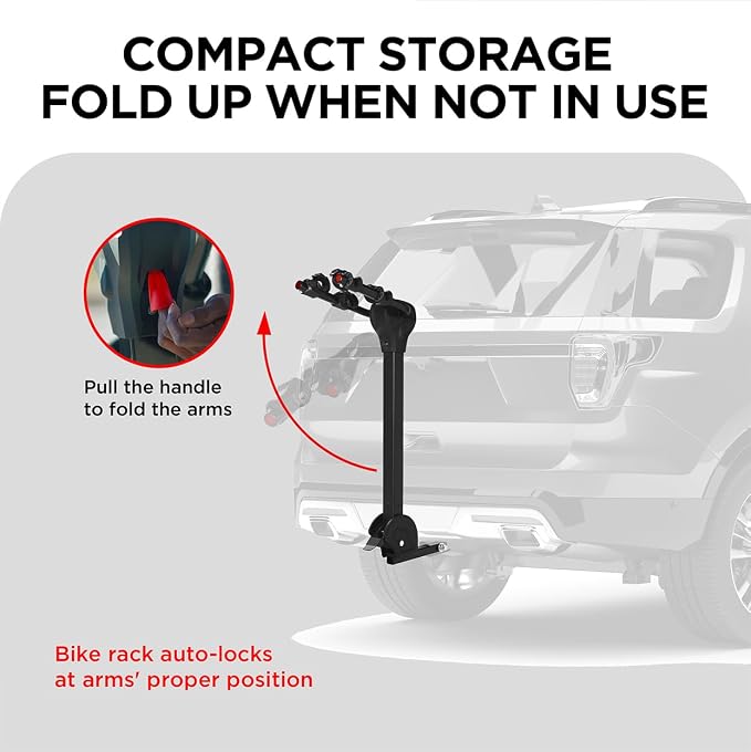 Rockland Foldable 2-Bike Rack, 80 lbs Capacity, Hitch Mount Bike Rack - Image 4