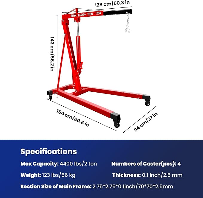 2 Ton Engine Hoist, Carbon Steel Cherry Picker Engine Hoist - Image 7