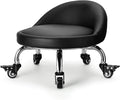 Rolling Stool with Backrest Low Height Rolling Stool with PU Leather, Roller by LWADALN