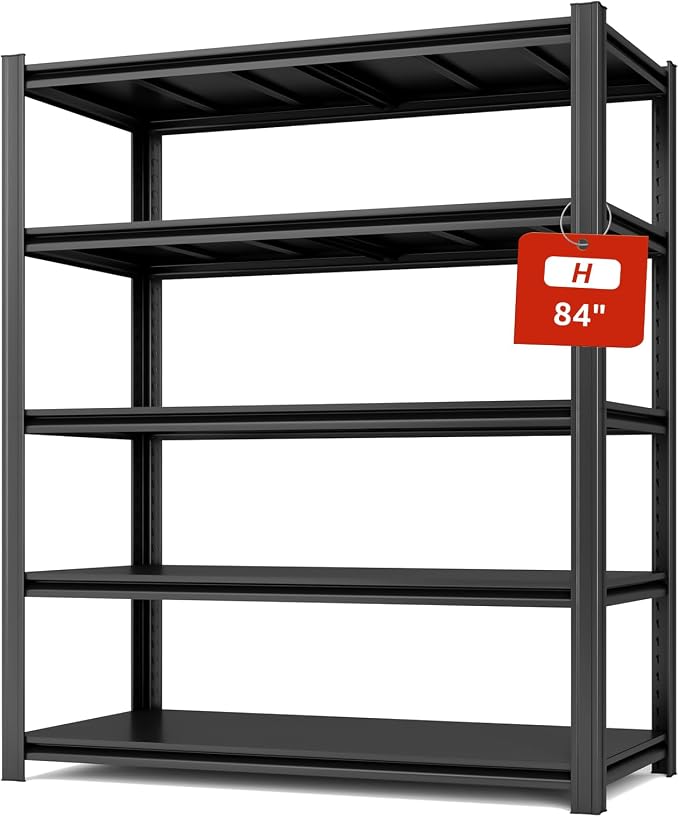 5 Tier Metal Shelving Unit 84" H x 55" W x 24" D, 3000LBS Adjustable Storage by SYLOUGH