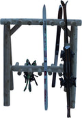 13-Place Freestanding Log Ski Rack Holder, Indoor & Outdoor Snowboard Racks by LogKayakRack