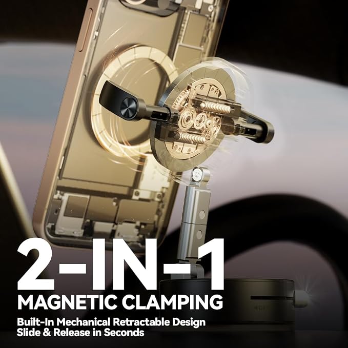 2025 Upgraded Foldable 2-in-1 Clip & Vacuum Magnetic Suction Car Phone Holder - Image 8