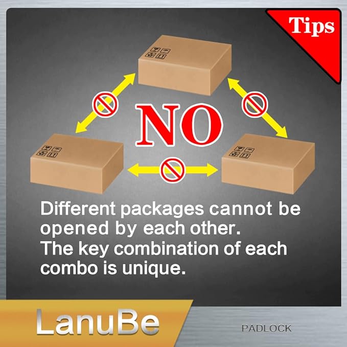 LanuBe Laminated Padlock 1-9/16inch Long Shackle 2 Pack Keyed Alike, Bulk Locks - Image 6