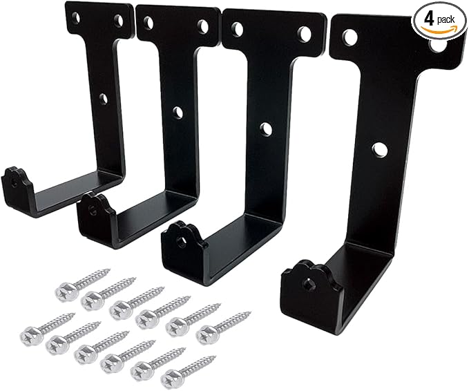 4 PCS black heavy duty metal flat j hooks by Jouray