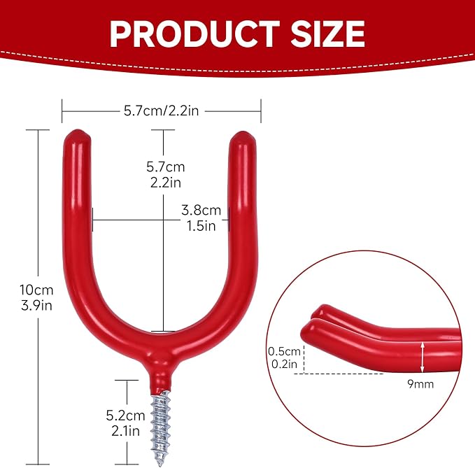 6 Pack Garage Storage System Steel U Hooks - Image 5