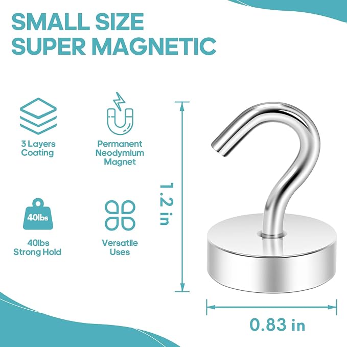 Neosmuk Magnetic Hooks, Cruise Ship Essentials, 40lb+ Heavy Duty Magnetic Hooks - Image 4