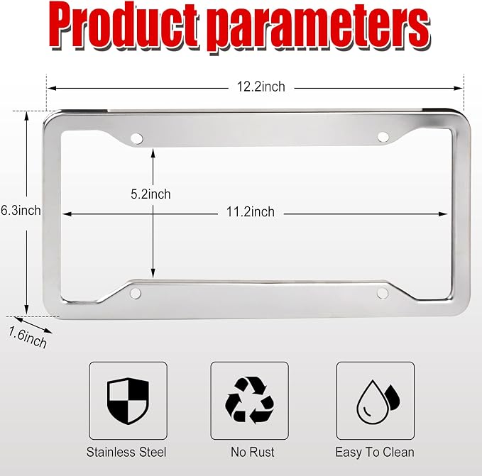 2 Pcs 4 Holes Stainless Steel License Plate Frame，Car License Plate Holder - Image 3