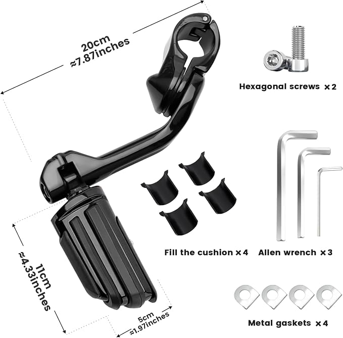 1.25" Highway Pegs, Long Angled Pegs Adjustable - Image 5
