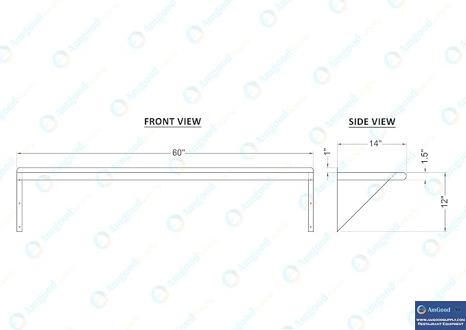 AmGood 60" Long X 14" Deep Stainless Steel Wall Shelf | NSF Certified | - Image 5