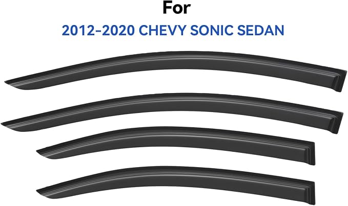 Window Visors Rain Guards for 2012-2020 Chevy Sonic Sedan, Out-Channel Window - Image 2