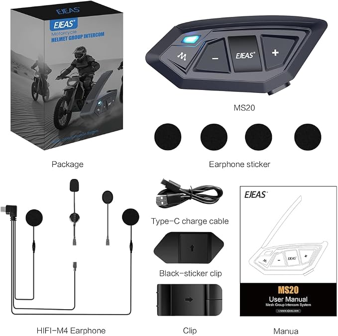 Motorcycle Bluetooth intercom MS20 2000m Helmet Intercom, 20 Riders Motorcycle - Image 3