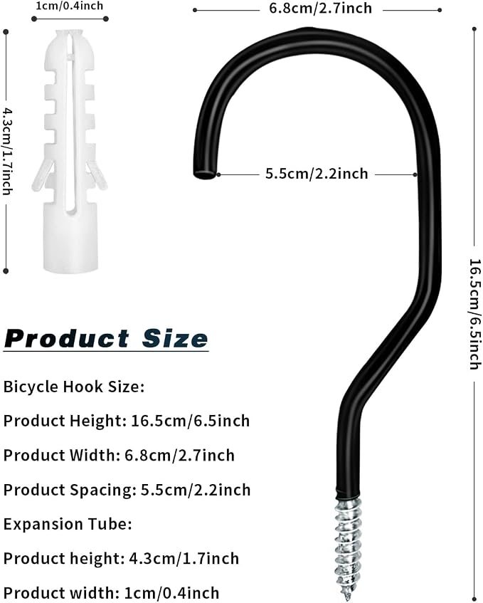 Bike Hooks Heavry Duty 6-Pack, Bicycle Storage Hanger Screw in Ceiling Hooks - Image 2
