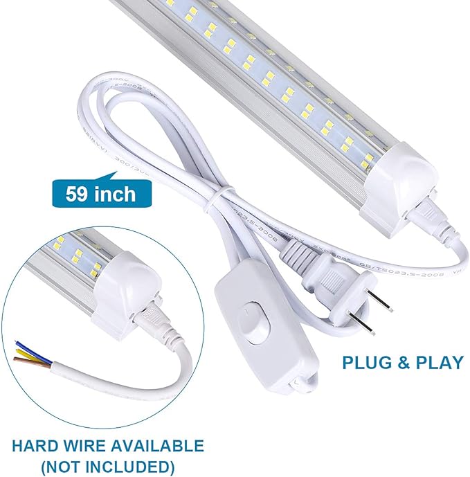 4 Pack, Led Shop Lights, 4FT Led Shop Light, 60W 5000K 9500LM Clear White - Image 2
