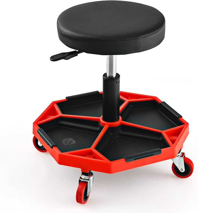 IRONMAX Rolling Mechanic Stool, Adjustable Shop Stool Creeper Seat by IRONMAX