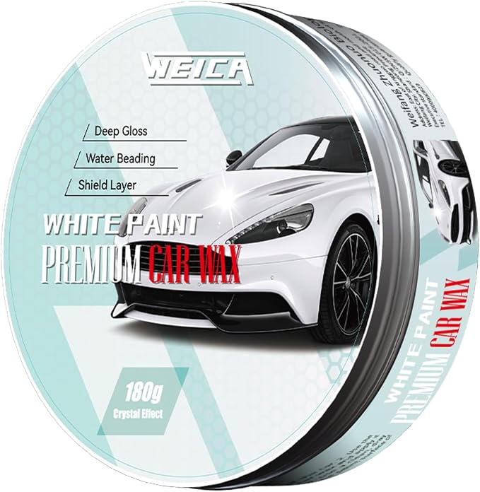 Car Wax for Light & Metallic Cars | White, Pearl | Anti-Yellowing Carnauba | by WEICA
