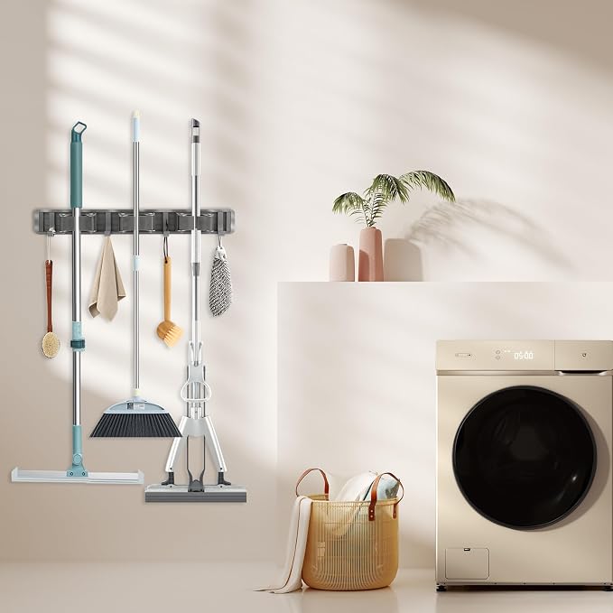 Broom Holder Wall Mount, Aluminum Mop and Broom Holder Hanger - Image 5
