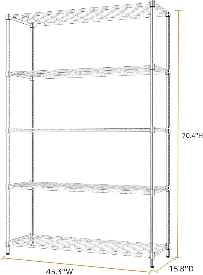 MZG 1750 lbs 5 Tier Storage Rack Metal Wire Shelving Unit, Storage Standing - Image 3
