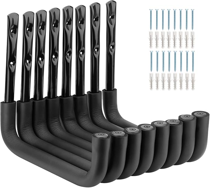 8 Pack Ladder Hooks 9.8Inch Garage Storage Utility Hook Heavy Duty Wall Mounted by Whrsinlor