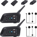 V6 Pro Motorcycle Helmet Bluetooth Intercom Headset 1200M 2 People Full Duplex by GaiRen