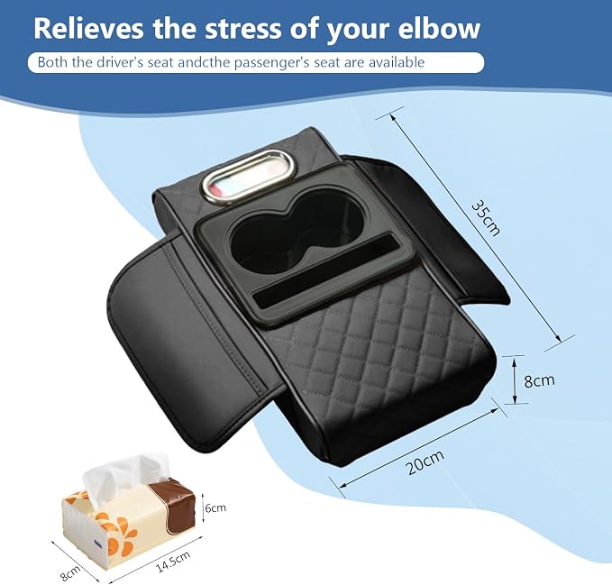 Universal Car Armrest Cushion Organizer, Leather Armrest Cover - Image 7