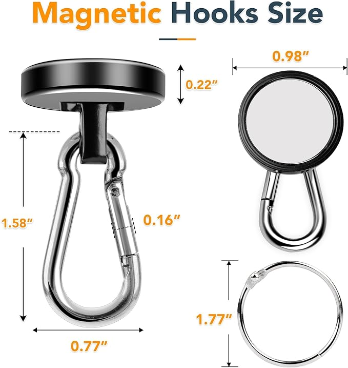 MIKEDE 6 Pack Strong Magnetic Hooks, 70LBS Pull Force Neodymium Magnetic Hooks - Image 2