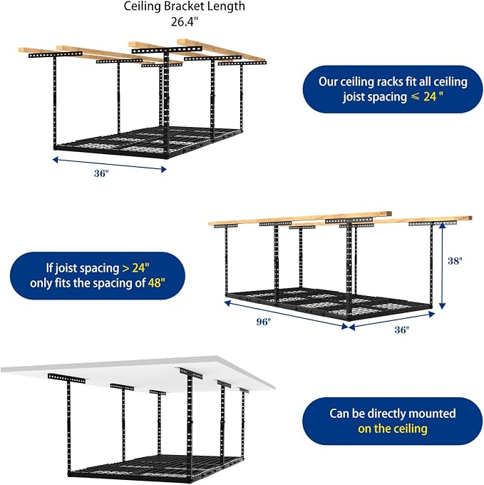 Heavy-Duty 3x8 Overhead Garage Storage Rack - Image 3
