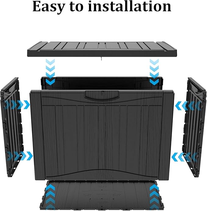 45 Gallon Lockable Resin Deck Box, Waterproof & UV-Resistant Outdoor Storage Box - Image 7