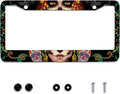 Personalise Sugar Skull Retro License Plate Frame Colorful Candy Skulls License by Omw2fyb