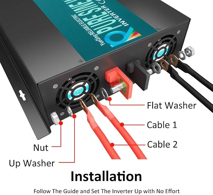 WZRELB Home Power Supply Off Grid Pure Sine Wave 12Vdc to 120Vac 60Hz 4000W - Image 5