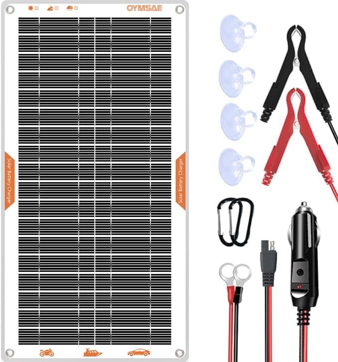 OYMSAE 10W Solar Car Battery Charger Portable 12V Trickle Battery Charger & by OYMSAE