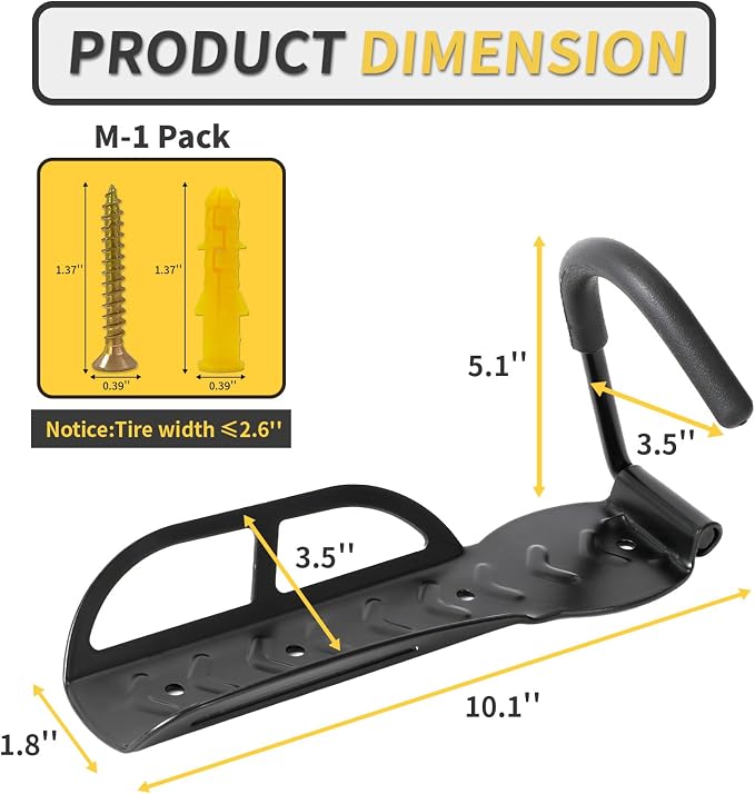 Vertical Bike Rack Wall Mount for Garage–Heavy-Duty Steel Bicycle Hook for - Image 3