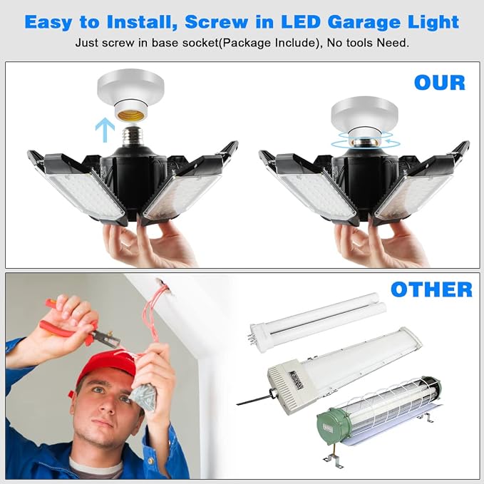 LED Garage Light - 160W LED Garage Ceiling Lights 16000LM Super Bright Garage - Image 5