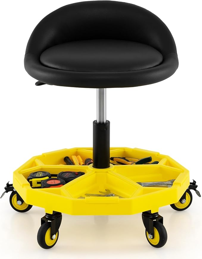 Mechanic Stool, 350 LBS Capacity Rolling Shop Stool by TOOLSEMPRE