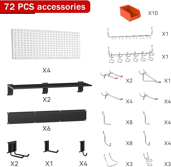 Ultrawall Pegboard Wall Organizer, 48X 36 inch Garage Storage Pegboard - Image 2