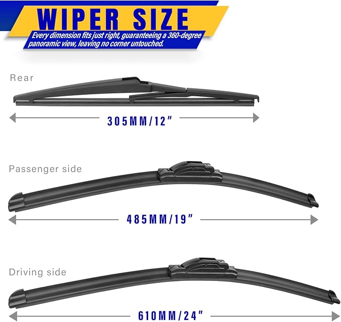 3 wipers Replacement for 2009-2018 2019 2020 Dodge Journey, Windshield Wiper - Image 2