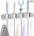 3PCS Broom Mop Holder with Hooks Wall Mounted Broom Storage Rack No Drilling by Unknown