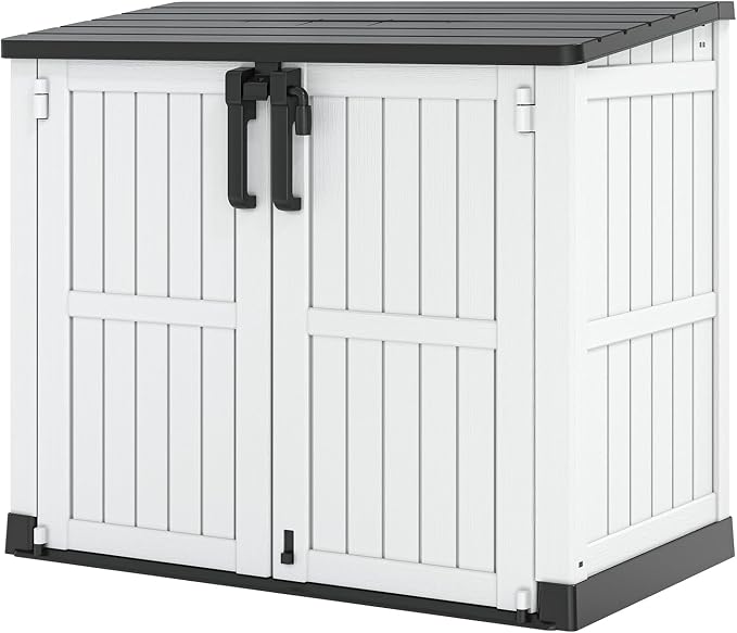 Outdoor Storage Shed 36 Cu. Ft. Resin Garden Horizontal Storage Large Capacity by LHBGO