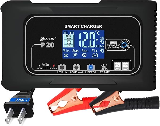 20Amp Smart Lithium Battery Charger, 12V and 24V, Lead-Acid Car Battery Charger - Image 2
