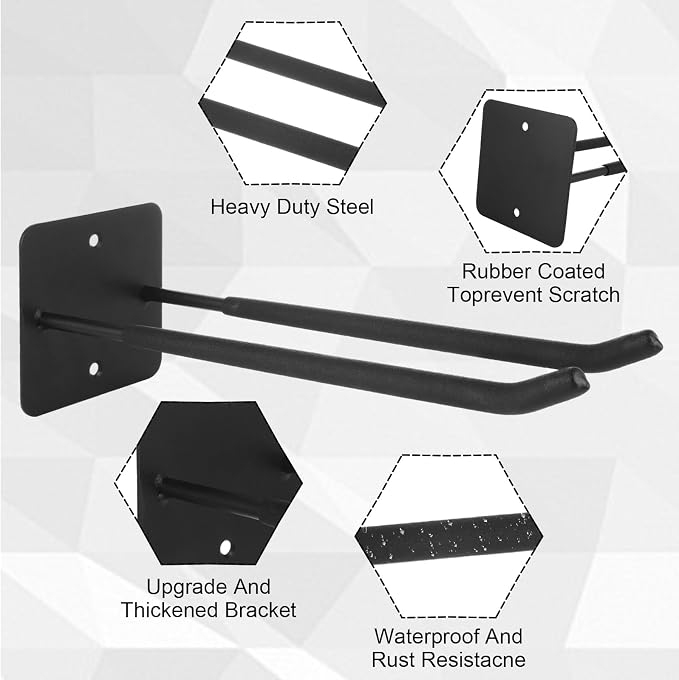 SHUESS 12.2 Inches Long Large Garage Hooks, 4 Pack Heavy Duty Garage Storage - Image 3