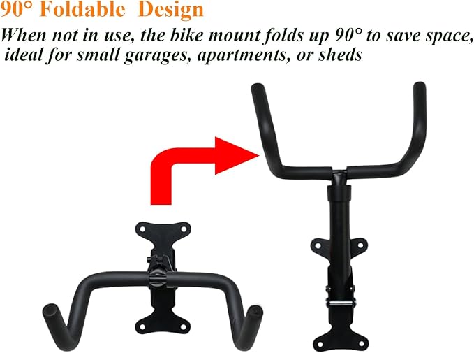 Bike Wall Mount Heavy Duty Steel Bicycle Rack 360°Swivel Adjustable Bike Hanger - Image 6