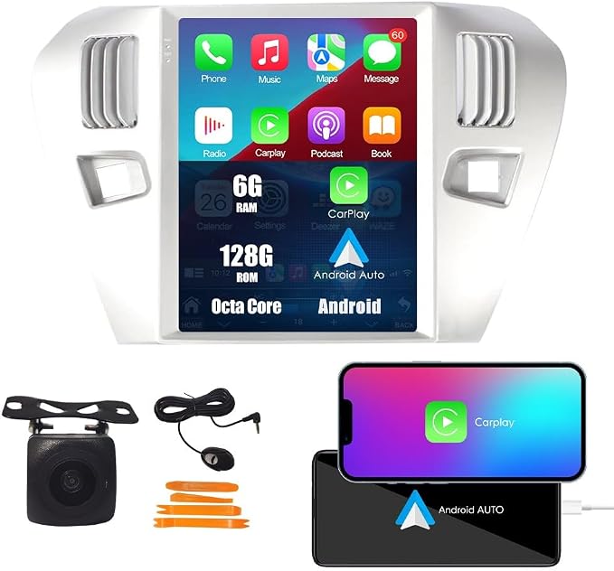 Kunfine Tesla Style Car CarPlay Android Auto Navigation Stereo GPS Radio by KUNFINE