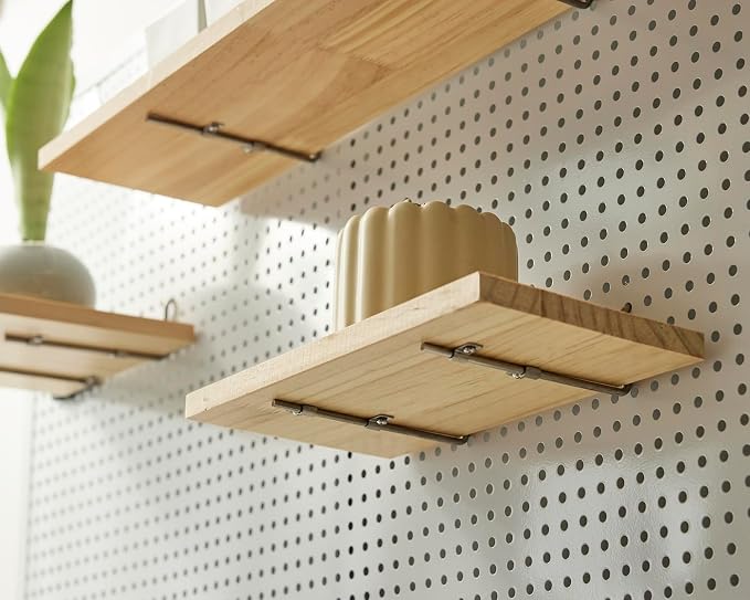 Shelves for PegBoard, Pine Wooden Pegboard Shelf Wall Organizer, Wooden Board - Image 6