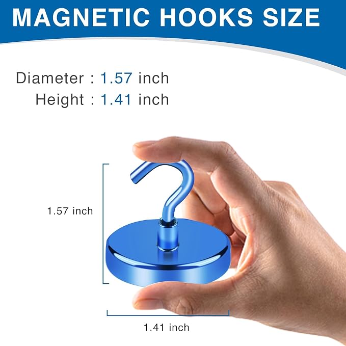LOVIMAG Magnetic Hooks for Cruise Cabins, 150lbs Blue Magnetic Hooks for - Image 3