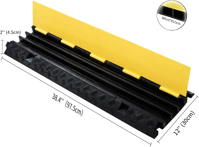 CXRCY Cable Ramp 2 Pack of 3 Channel PVC Rubber Cable Protector, 44000lbs - Image 2