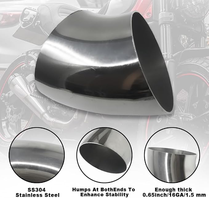 OD 3 Inch 45 Degree exhaust elbow Pipe SS304 Stainless Steel Bend Suitable - Image 5
