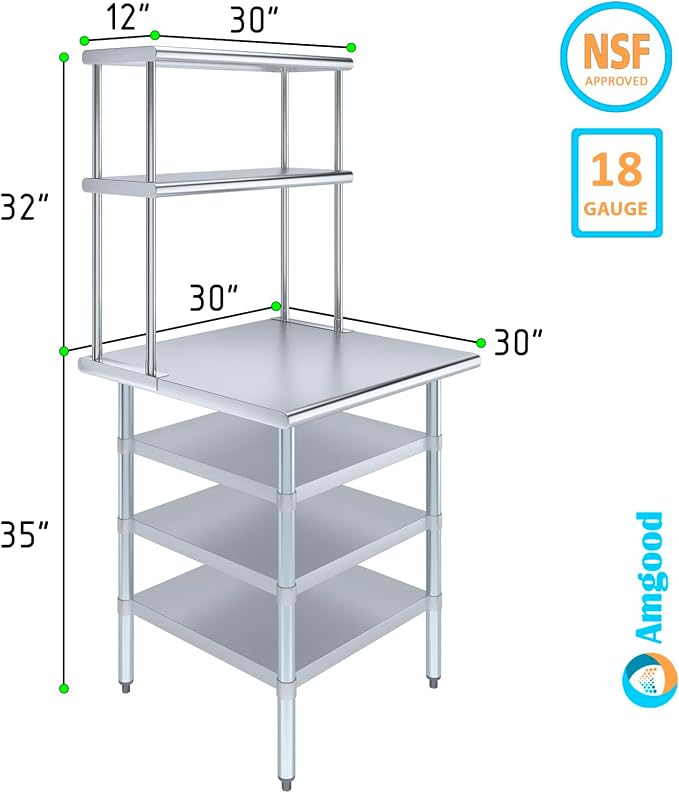 Amgood 30" x 30" Stainless Steel Work Table - Image 3