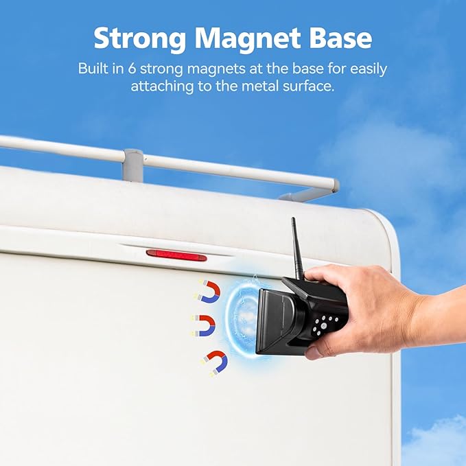 10.1" - 2 Magnetic Solar Wireless Backup Camera, HD 1080P DVR Monitor, Dual RV - Image 4