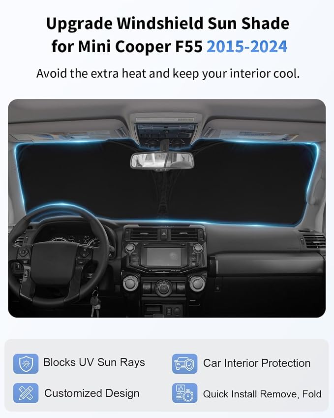 Sun Shade for Mini Cooper Windshield Sunshade fit for 2015-2023 2024 2025 BMW - Image 4